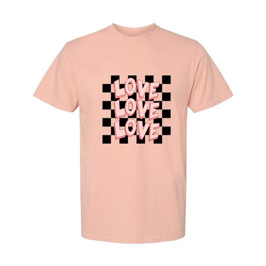 Checkered Love x3 - Tee (Vintage Peachy)