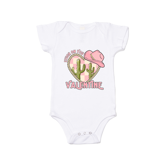 Stuck On You Valentine (Pink) - Bodysuit (White, Short Sleeve)