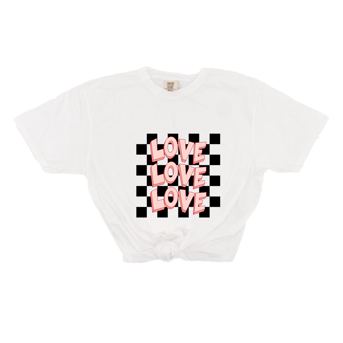 Checkered Love x3 - Tee (Vintage White, Short Sleeve)