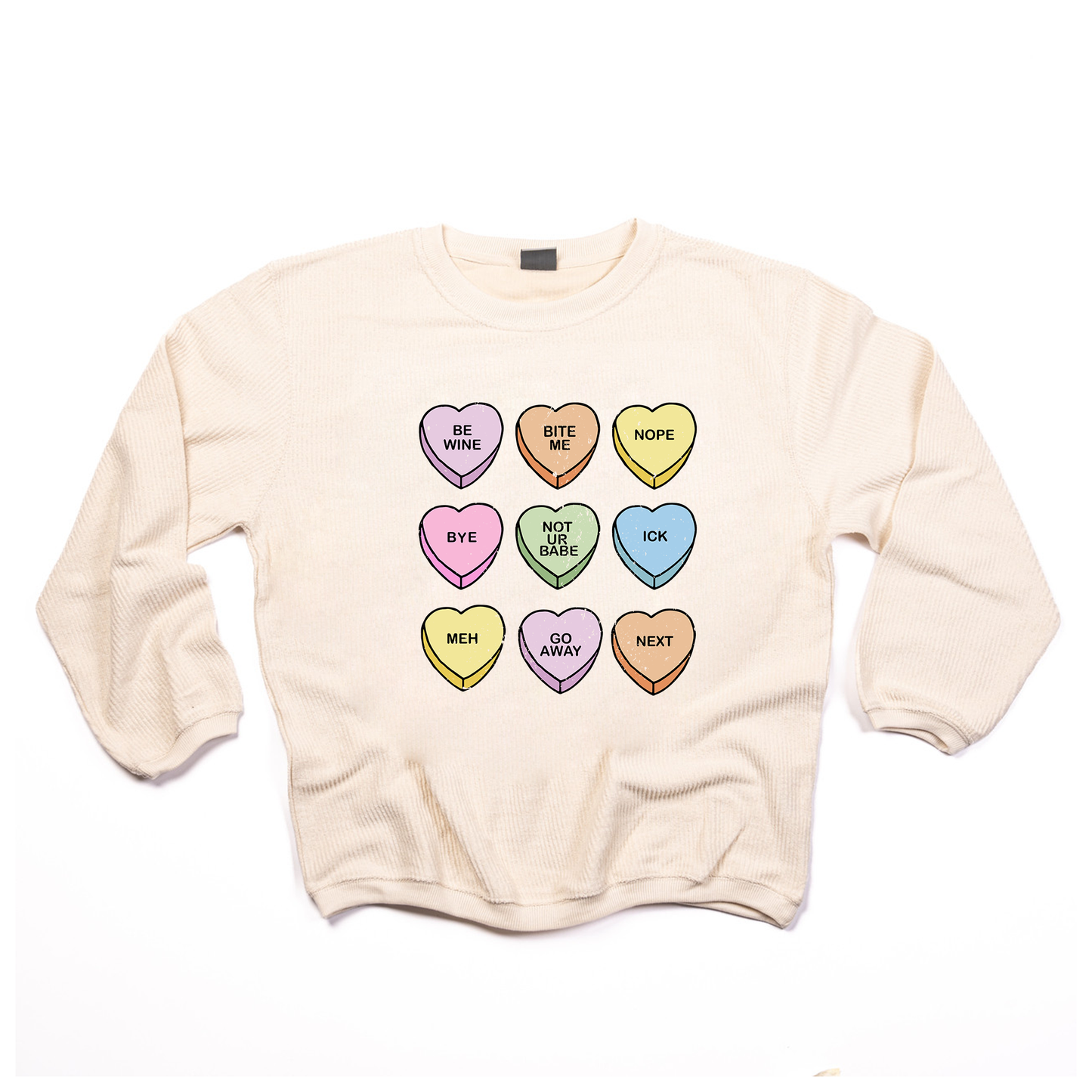 Anti Valentine Conversation Hearts - Corded Sweatshirt (Ivory)