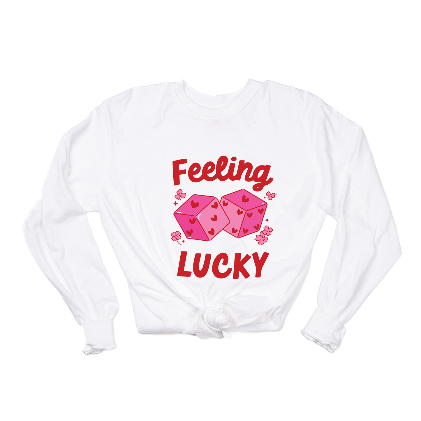 Feeling Lucky Dice (Red) - Tee (Vintage White, Long Sleeve)