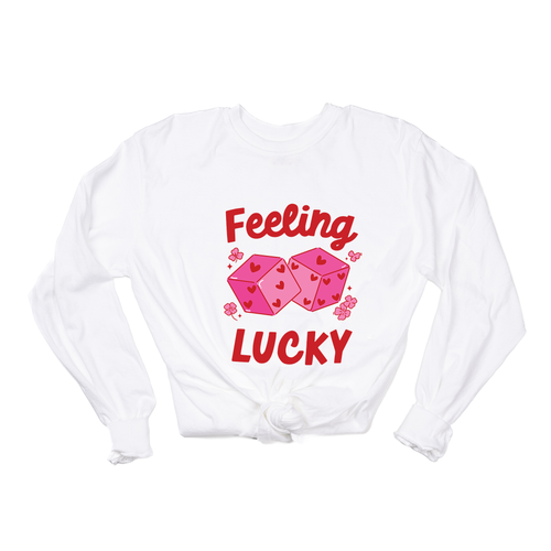 Feeling Lucky Dice (Red) - Tee (Vintage White, Long Sleeve)
