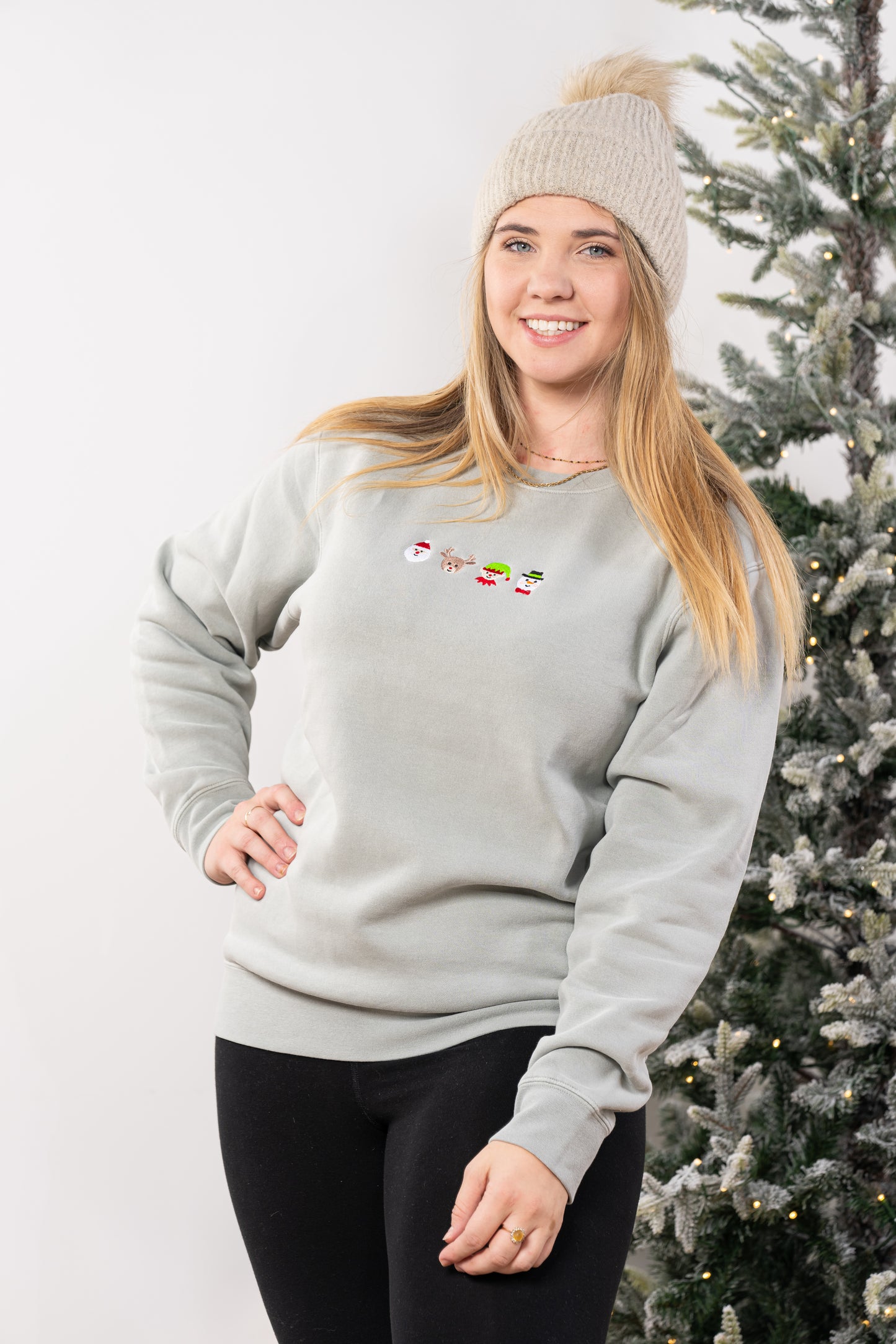 Christmas Crew - Embroidered Sweatshirt (Sea Salt)
