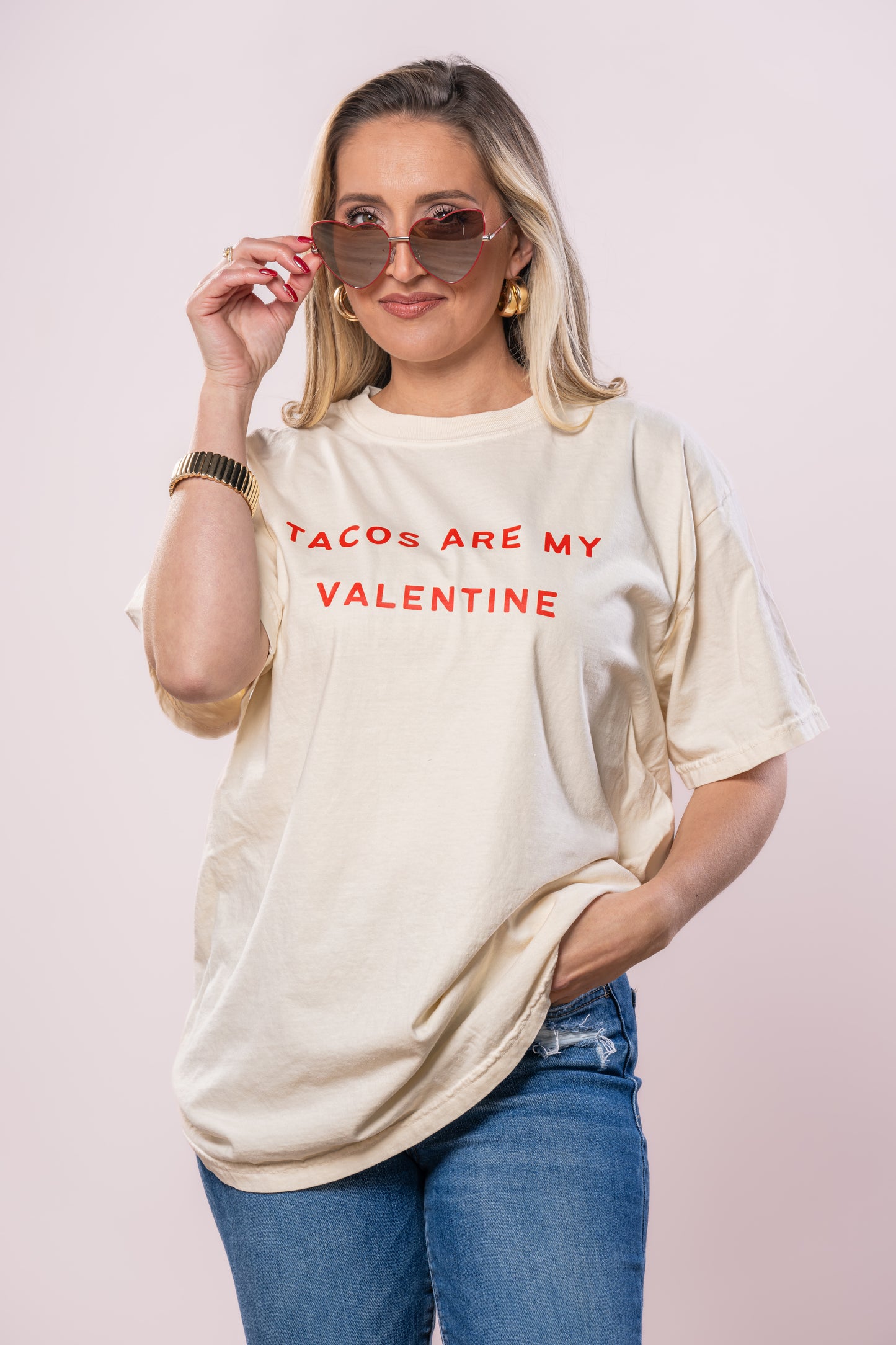 Tacos Are My Valentine (Red) - Tee (Vintage Natural, Short Sleeve)