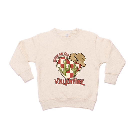 Stuck On You Valentine (Red) - Kids Sweatshirt (Heather Natural)