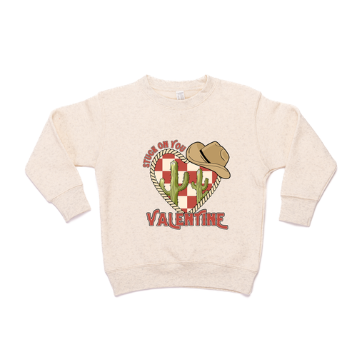 Stuck On You Valentine (Red) - Kids Sweatshirt (Heather Natural)