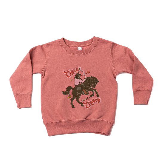 Cupid Aim For A Cowboy - Kids Sweatshirt (Mauve)