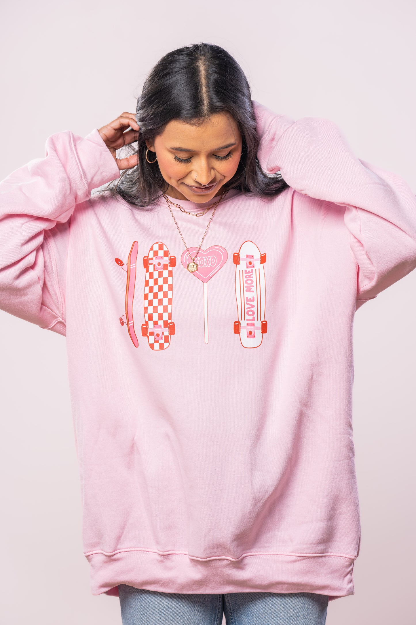 Love Skateboards (Pink) - Sweatshirt (Light Pink)