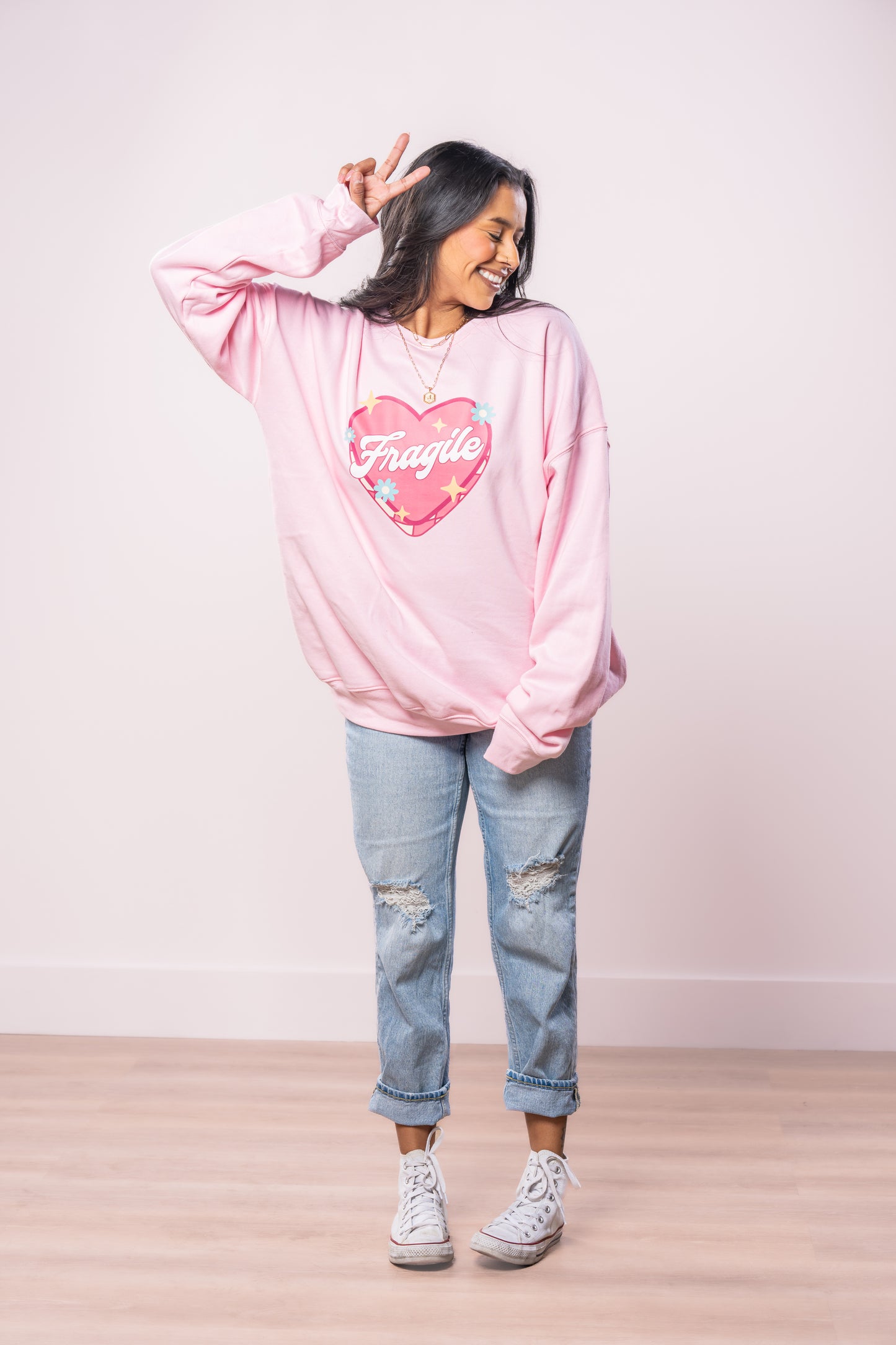 Fragile - Sweatshirt (Light Pink)