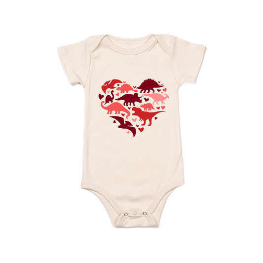 Dino Hearts - Bodysuit (Natural, Short Sleeve)