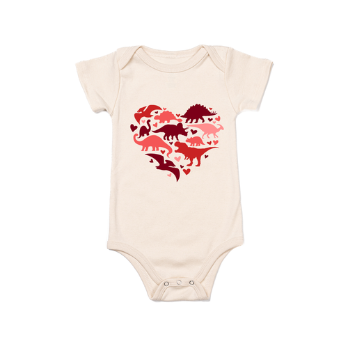 Dino Hearts - Bodysuit (Natural, Short Sleeve)