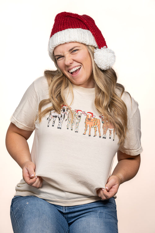 Christmas Cows - Tee (Vintage Natural, Short Sleeve)