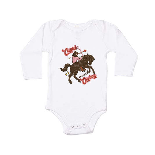 Cupid Aim For A Cowboy - Bodysuit (White, Long Sleeve)