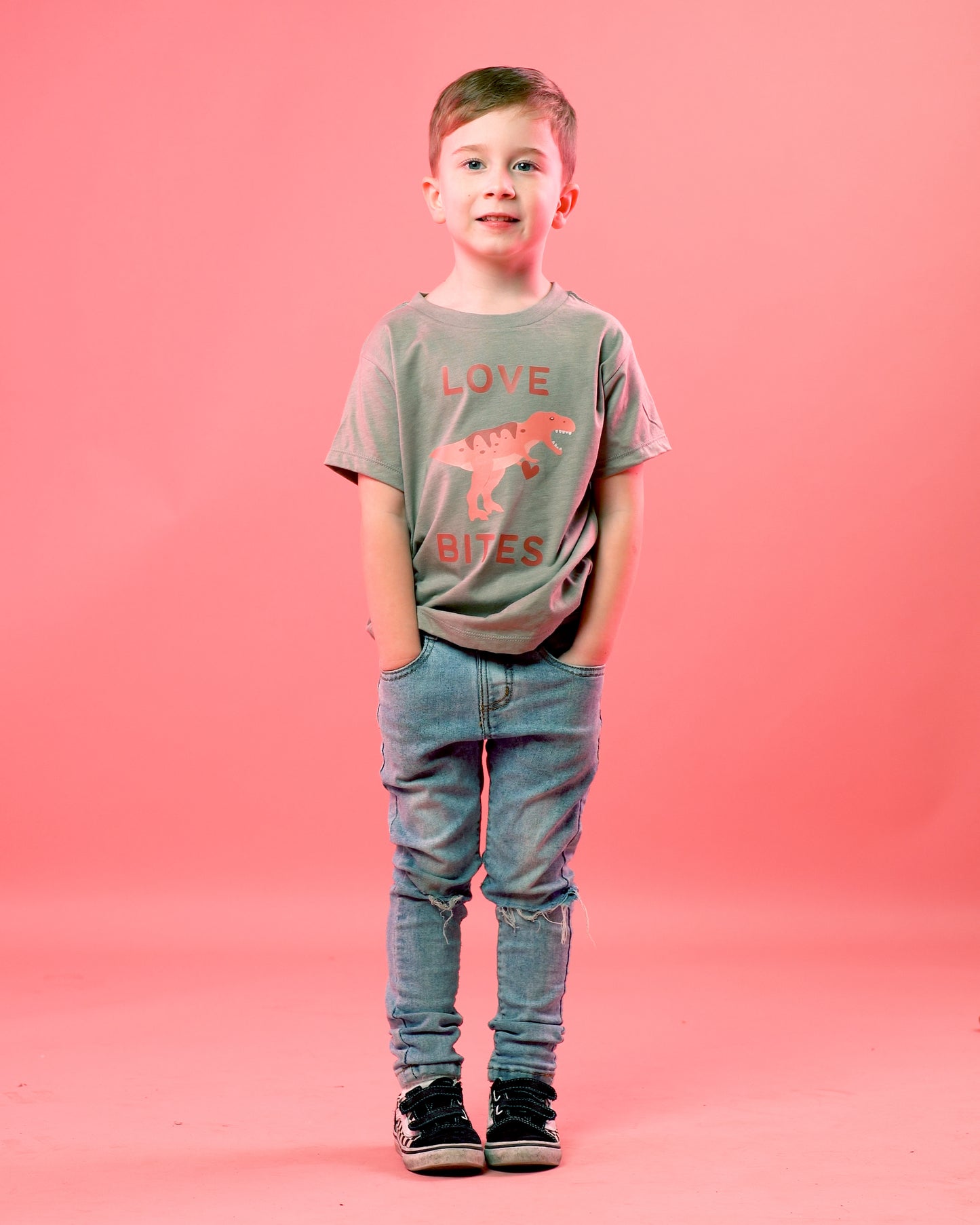 Love Bites (Dino Version) - Kids Tee (Pale Moss) – Aspen + Company