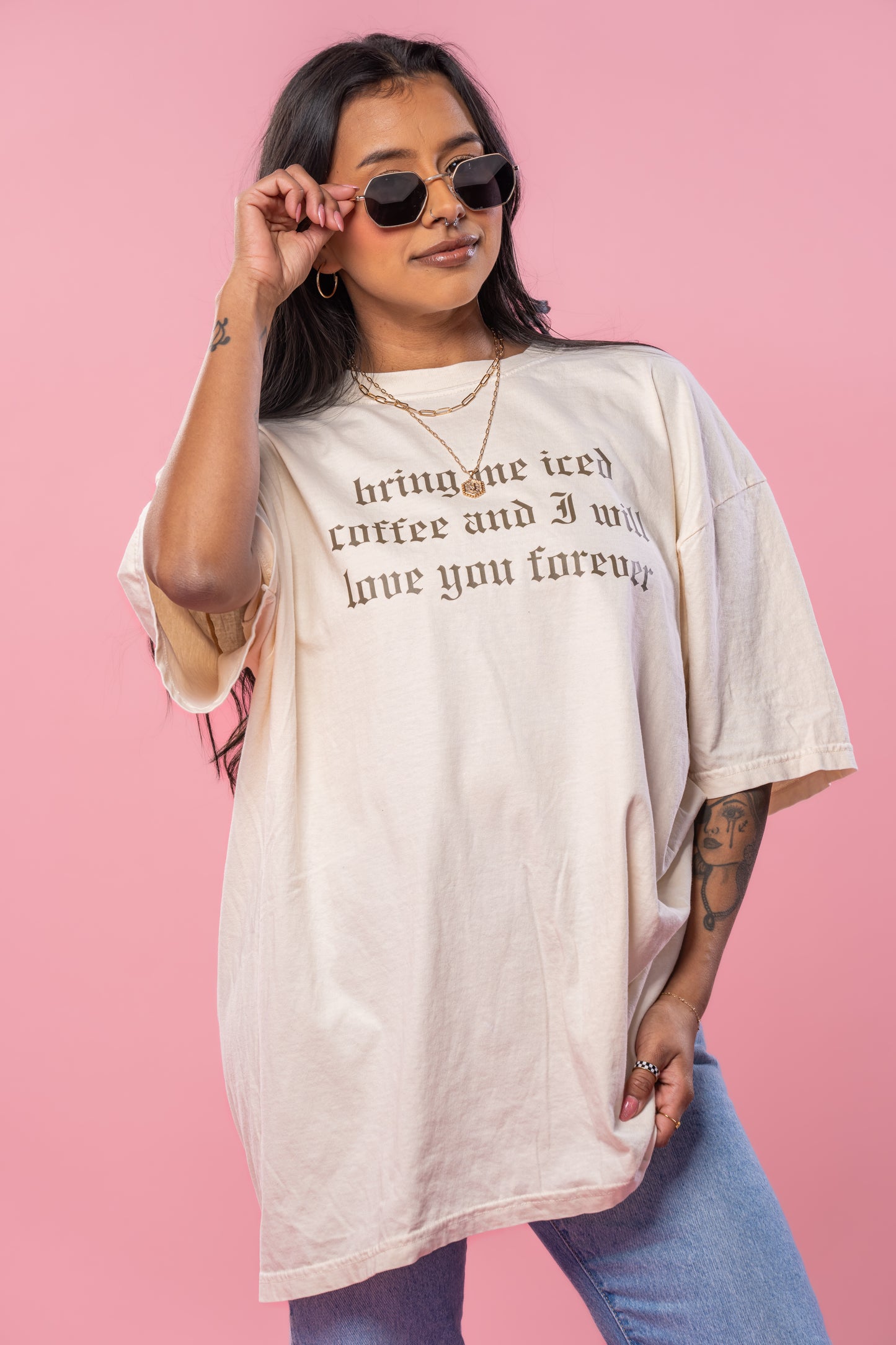 Bring Me Iced Coffee and I Will Love You Forever (Brown) - Tee (Vintage Natural, Short Sleeve)