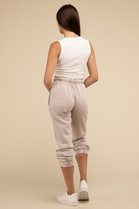 Acid Wash Fleece Sweatpants with Pockets (3 color options)