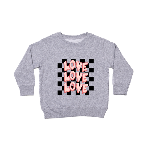 Checkered Love x3 - Kids Sweatshirt (Heather Gray)