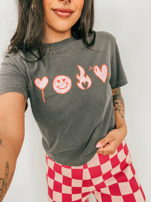 V-Day Things - Cropped Tee (Smoke)