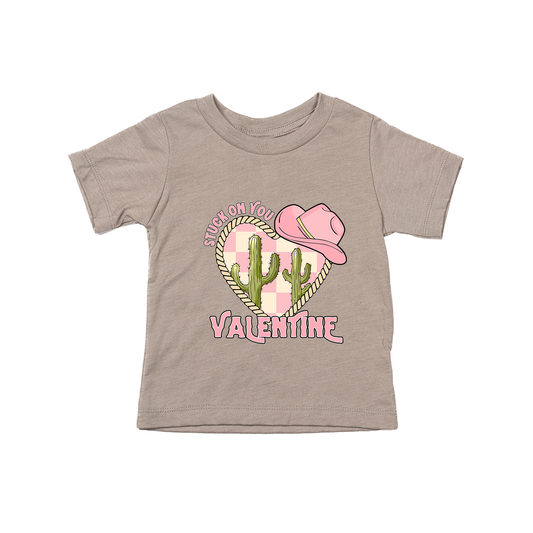 Stuck On You Valentine (Pink) - Kids Tee (Pale Moss)