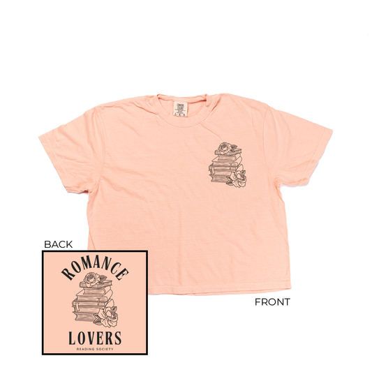 Romance Lovers Reading Society (Pocket & Back) - Cropped Tee (Peach)