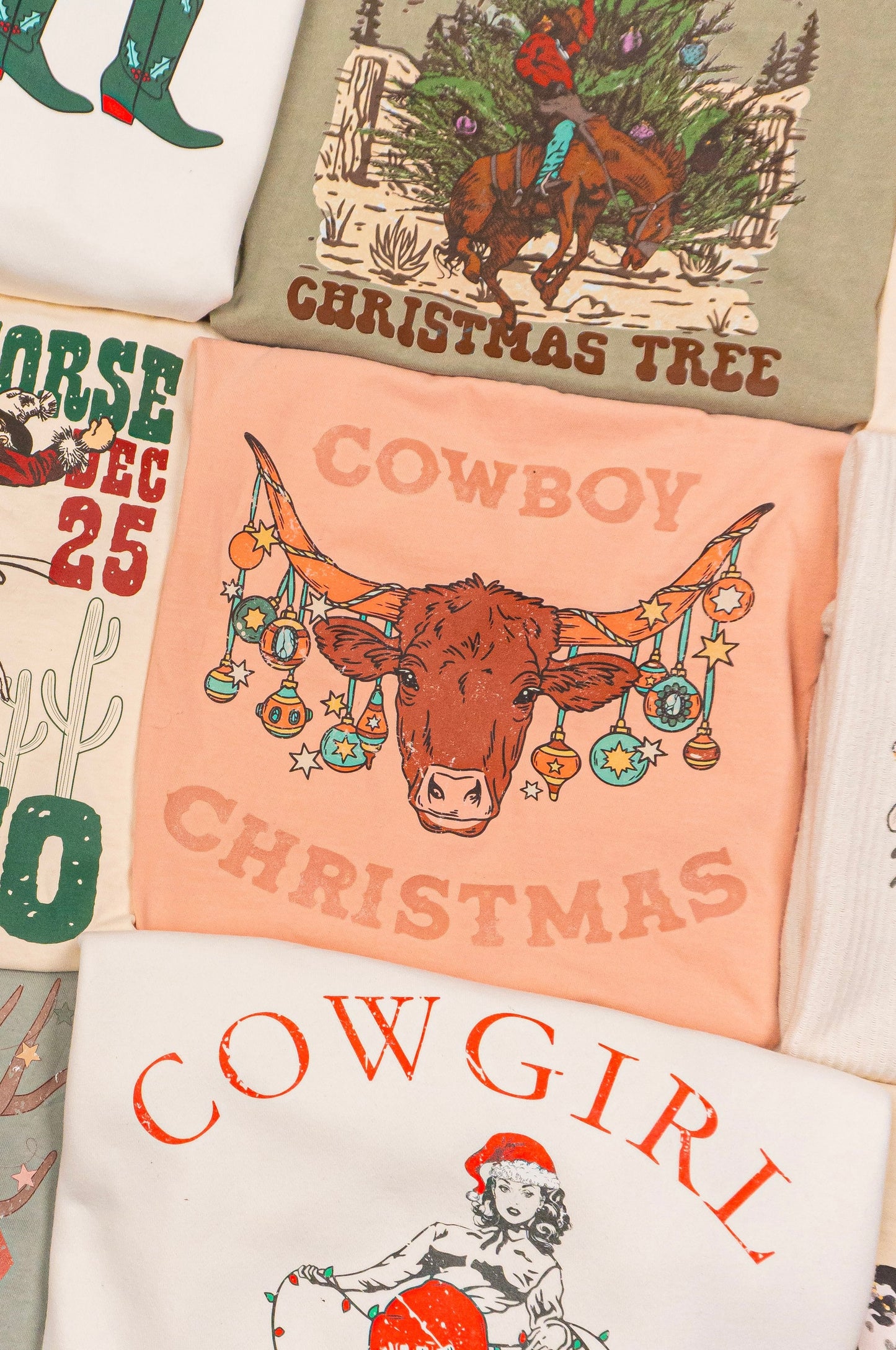 Cowboy Christmas - Tee (Vintage Peachy)