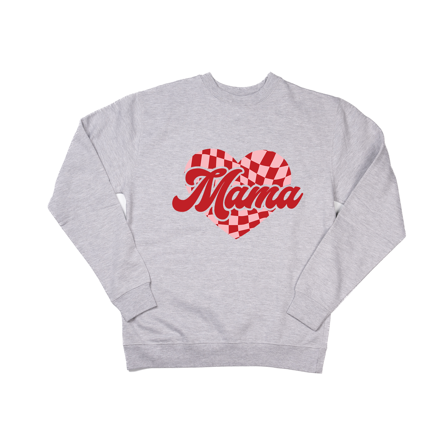 Mama Checkered Heart (Pink/Red) - Sweatshirt (Heather Gray)