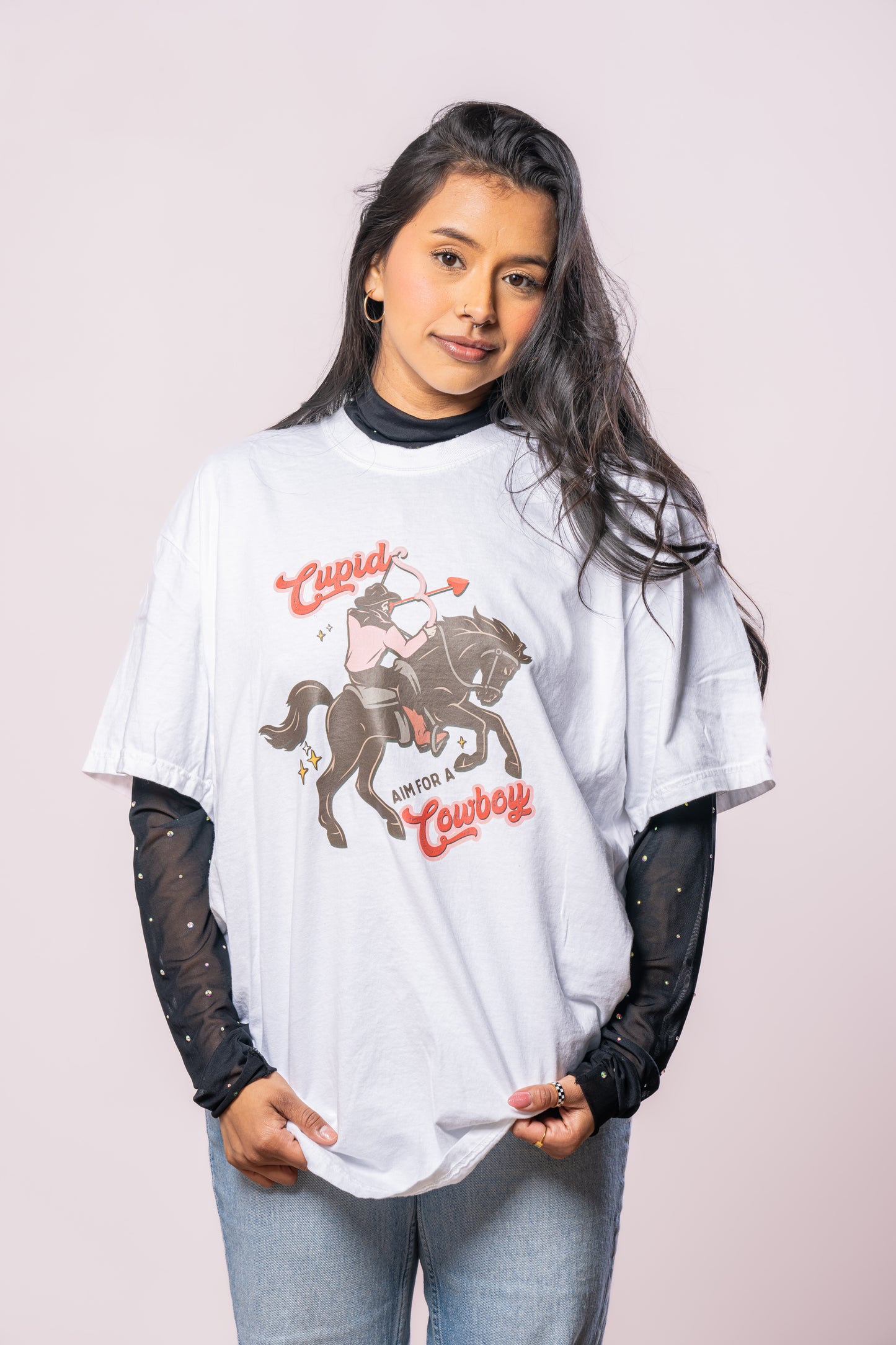 Cupid Aim For A Cowboy - Tee (Vintage White, Short Sleeve)