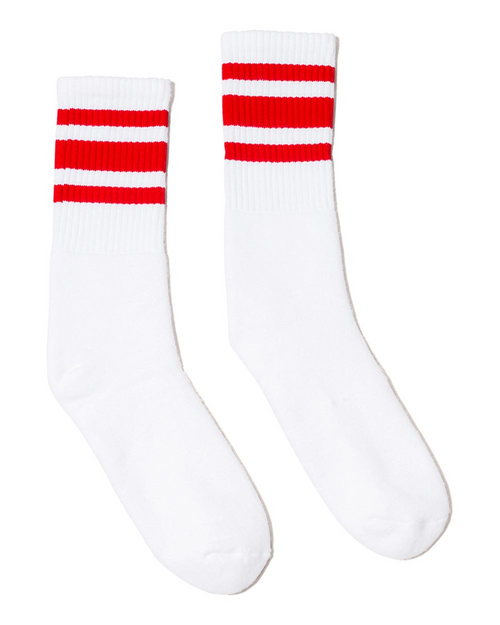 Striped Crew Socks (White/Red)