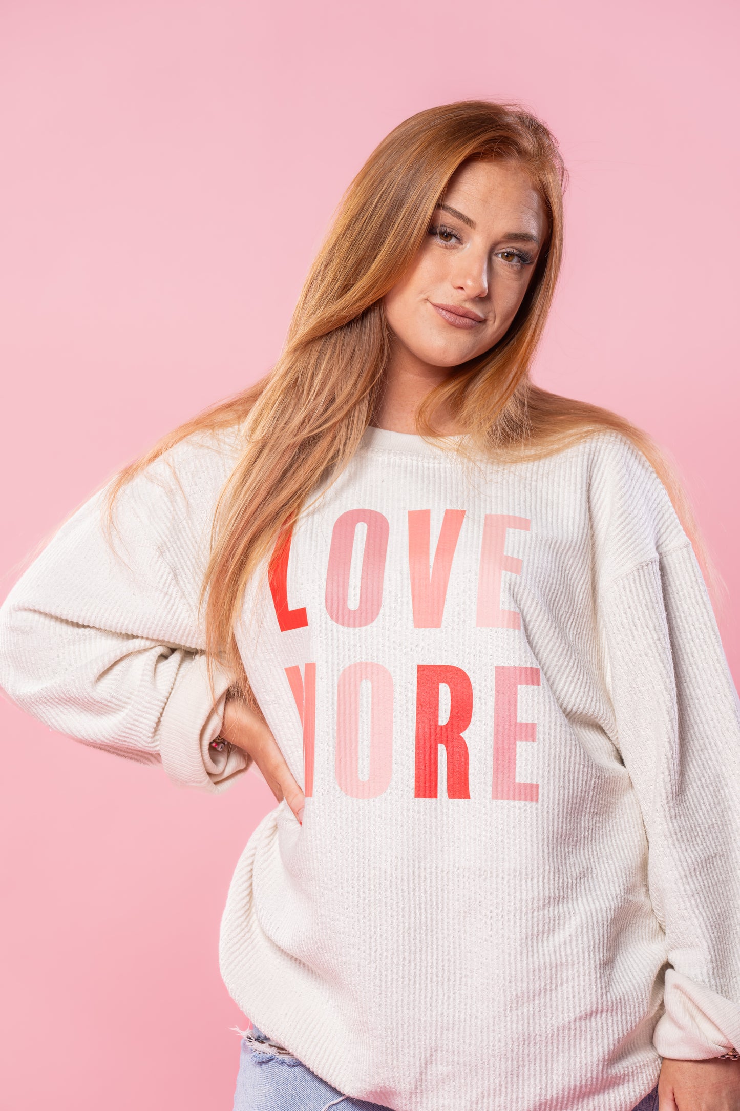 Love More - Corded Sweatshirt (Ivory)