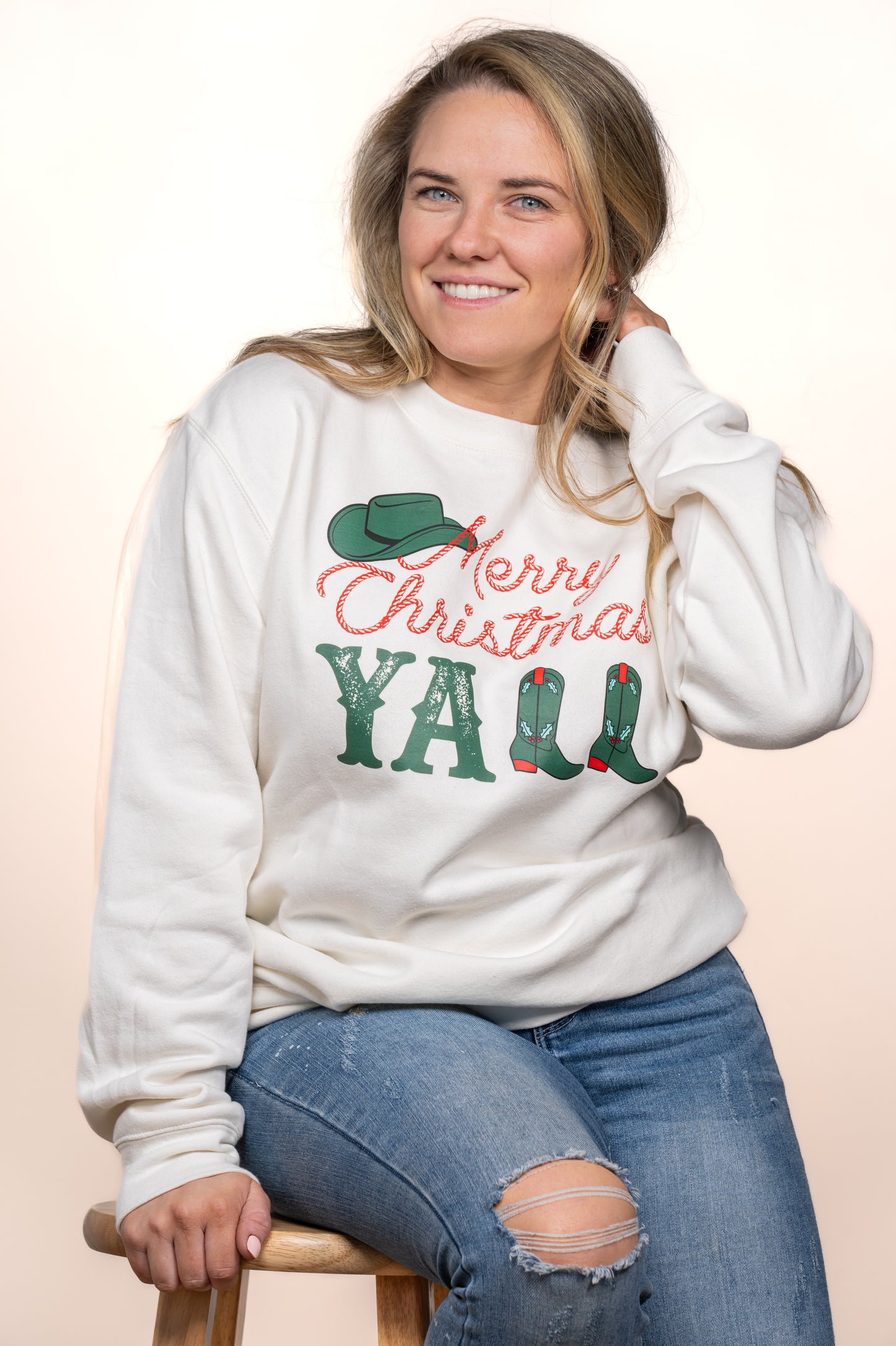 Merry Christmas Y'all - Sweatshirt (Creme)