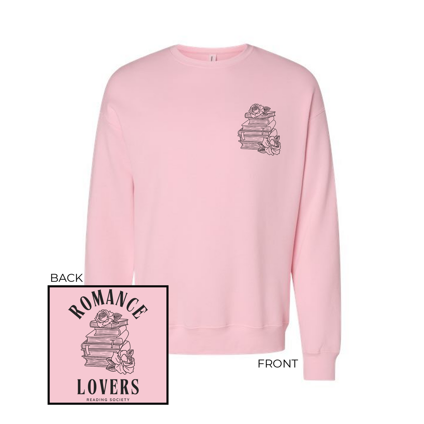 Romance Lovers Reading Society (Pocket & Back) - Sweatshirt (Light Pink)