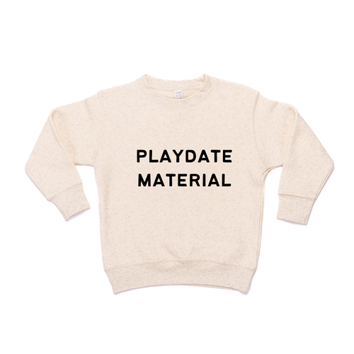 Playdate Material (Black) - Kids Sweatshirt (Heather Natural)