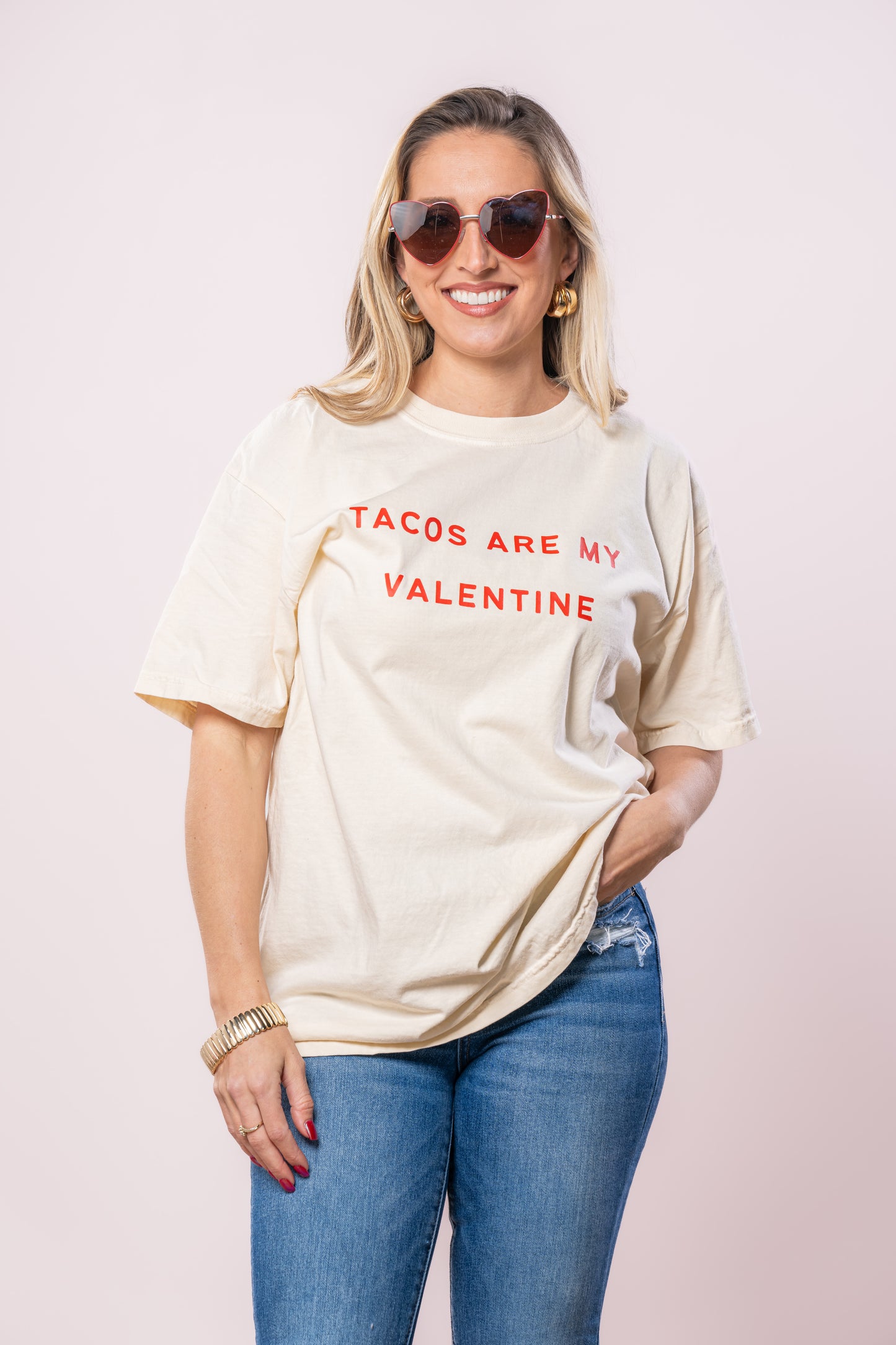 Tacos Are My Valentine (Red) - Tee (Vintage Natural, Short Sleeve)