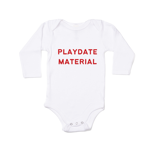 Playdate Material (Red) - Bodysuit (White, Long Sleeve)