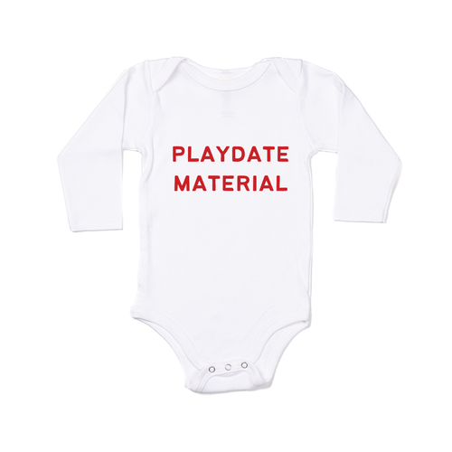 Playdate Material (Red) - Bodysuit (White, Long Sleeve)