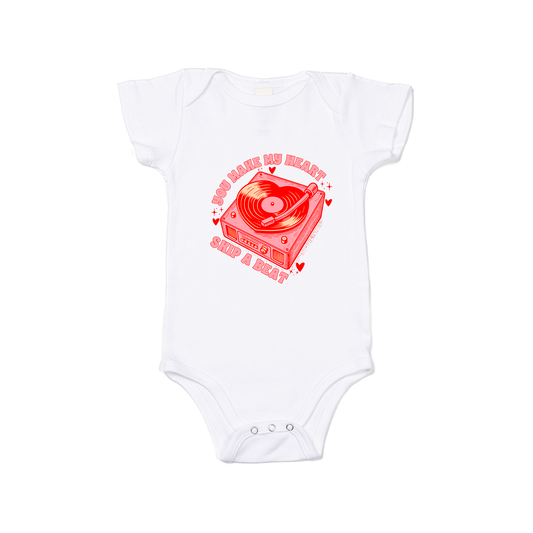 You Make My Heart Skip A Beat - Bodysuit (White, Short Sleeve)