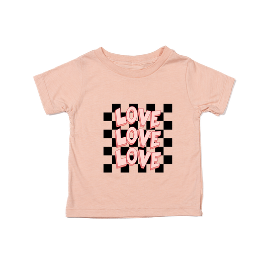 Checkered Love x3 - Kids Tee (Peach)