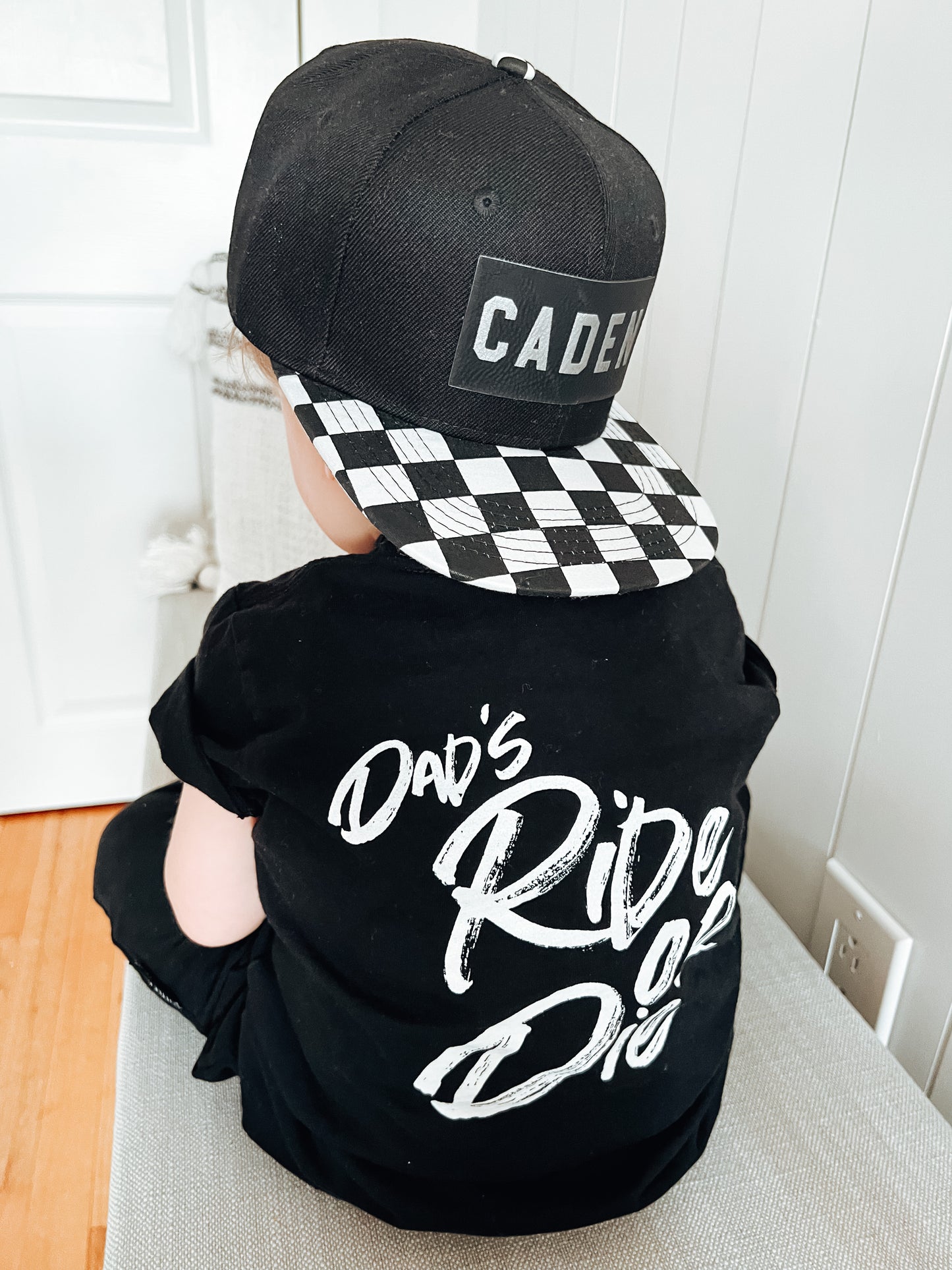 Dad's Ride or Die (White, Pocket & Back) - Kids Tee (Black)