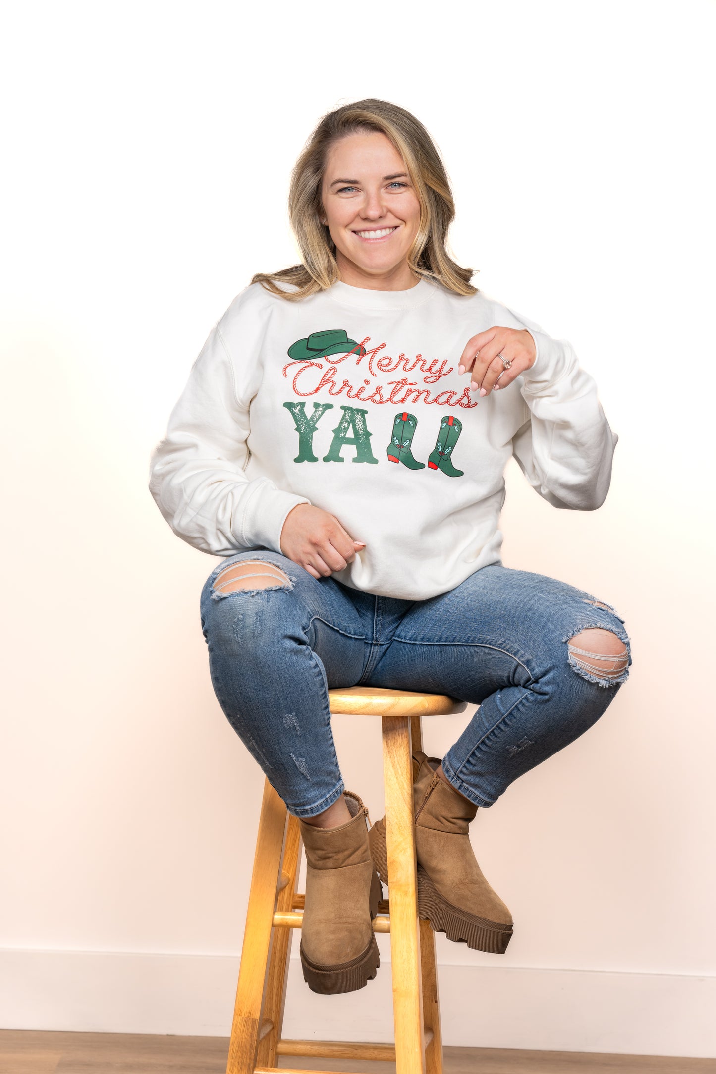 Merry Christmas Y'all - Sweatshirt (Creme)