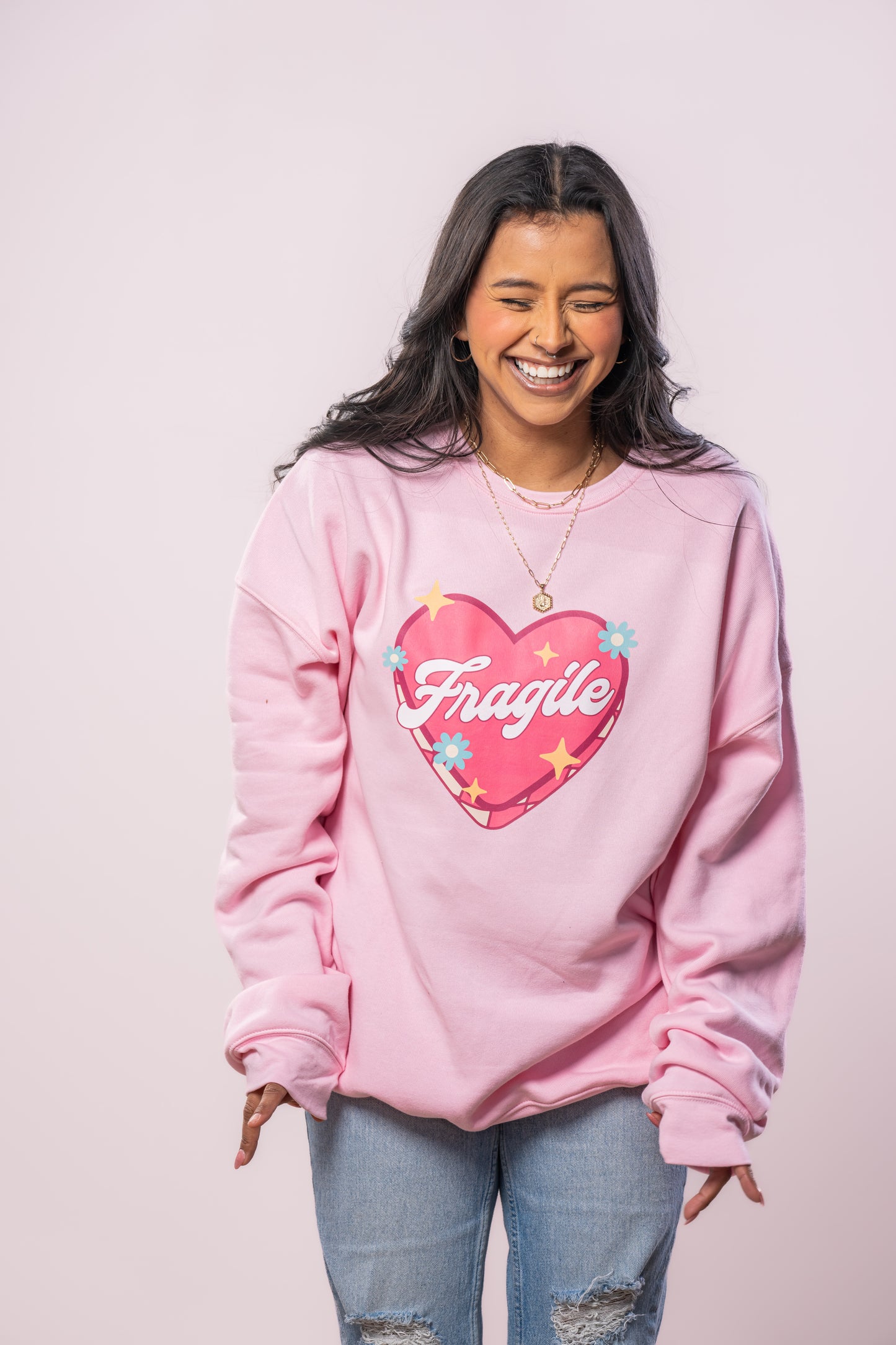 Fragile - Sweatshirt (Light Pink)