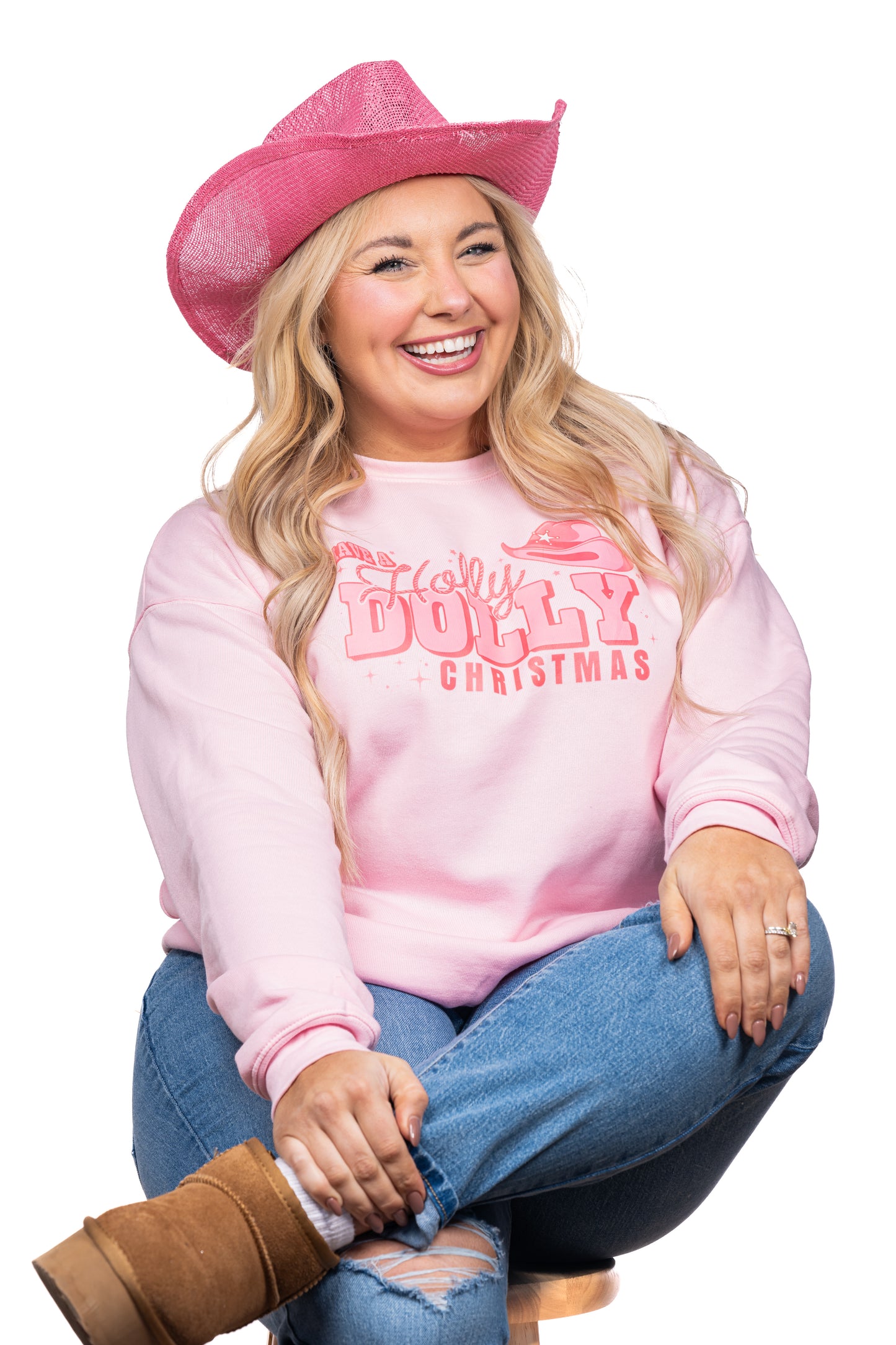 Holly Dolly Christmas - Sweatshirt (Light Pink)