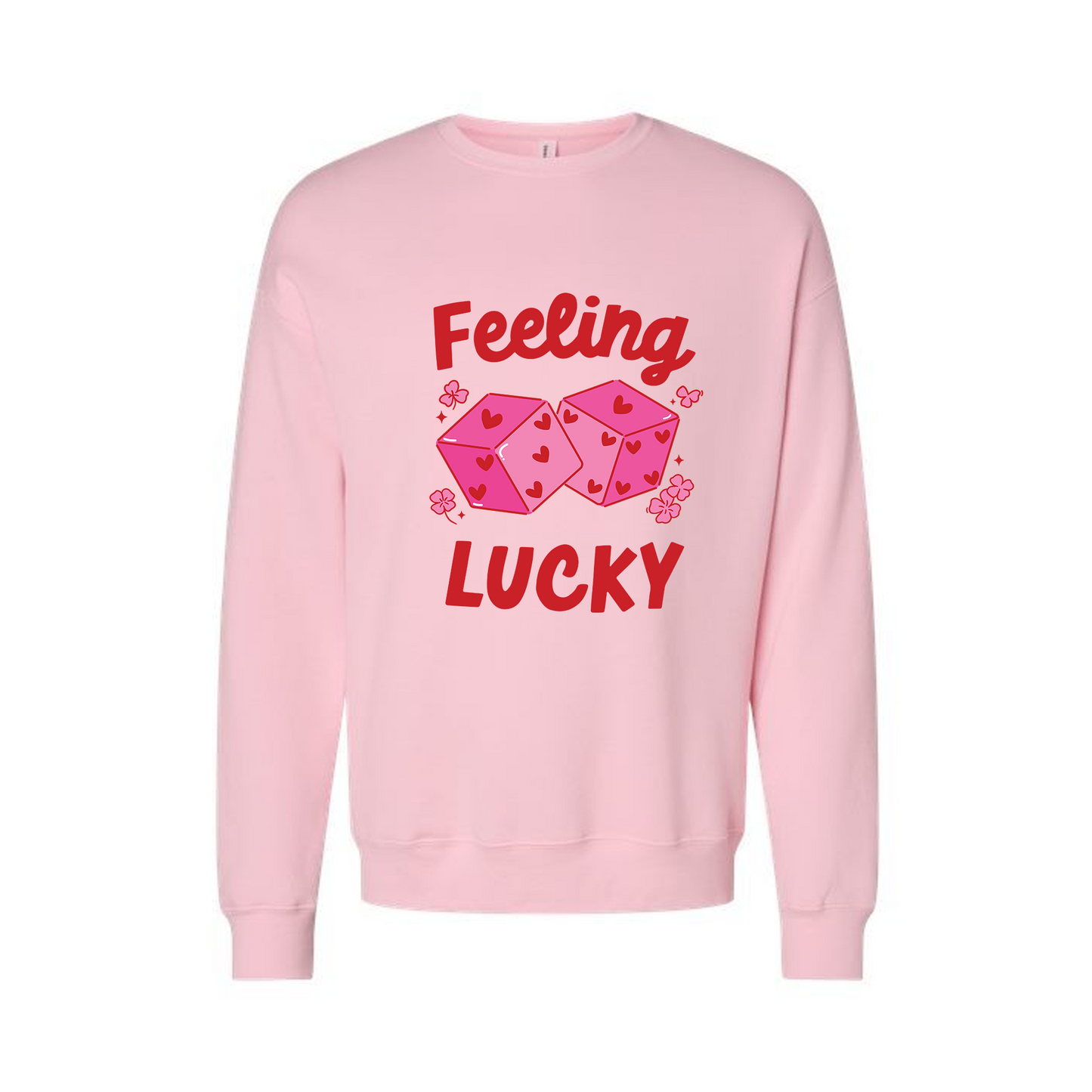 Feeling Lucky Dice (Red) - Sweatshirt (Light Pink)