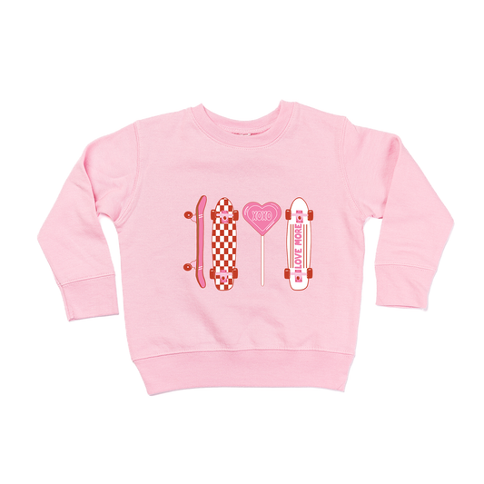 Love Skateboards (Pink) - Kids Sweatshirt (Pink)