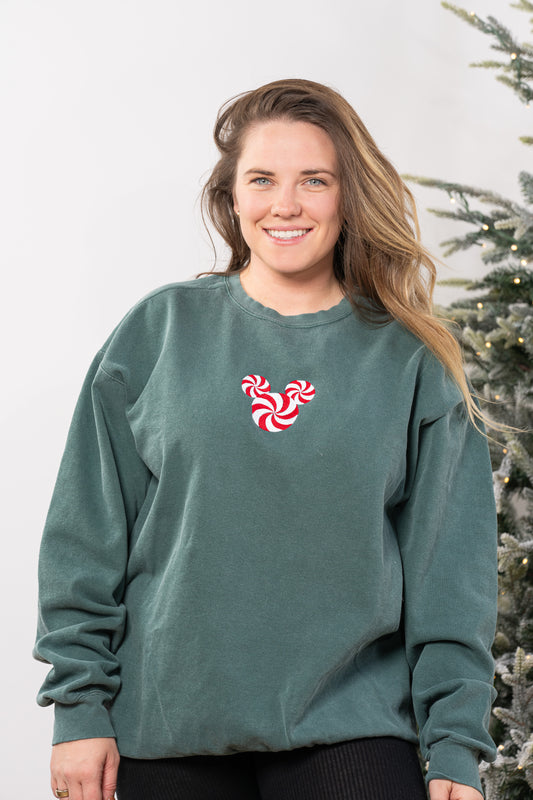 Peppermint Mouse - Embroidered Sweatshirt (Blue Spruce)