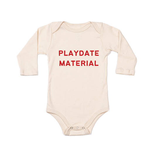 Playdate Material (Red) - Bodysuit (Natural, Long Sleeve)