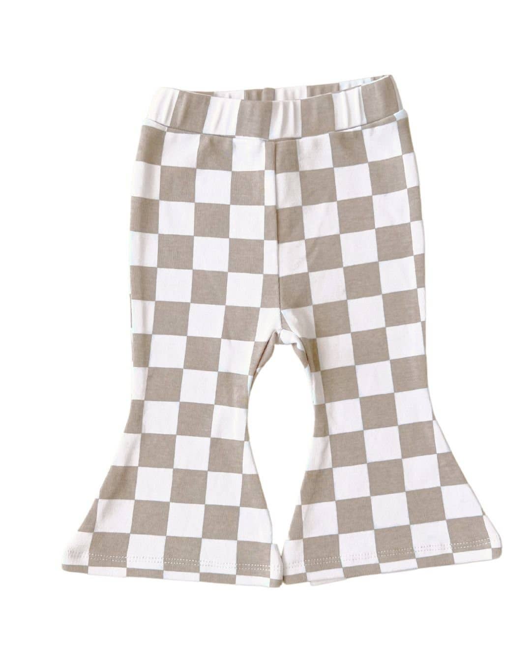 Checkered Flare Pants - Latte