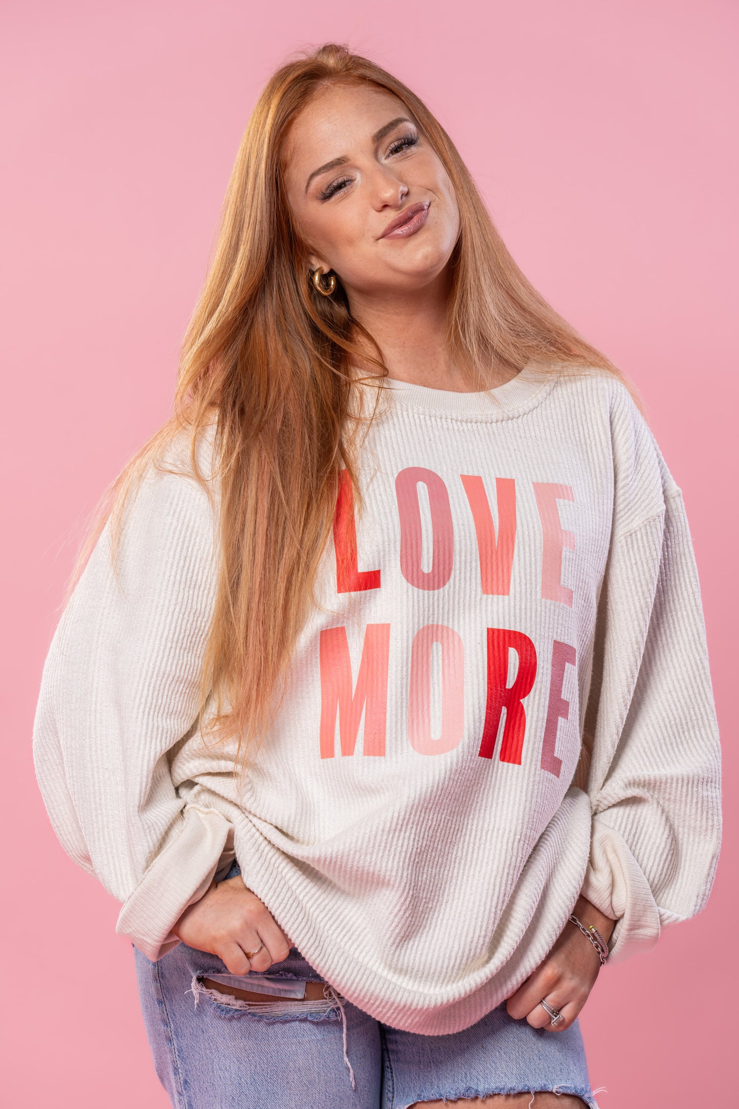 Love More - Corded Sweatshirt (Ivory)