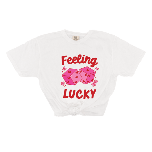 Feeling Lucky Dice (Red) - Tee (Vintage White, Short Sleeve)