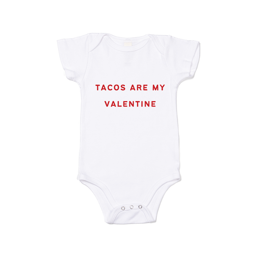 Tacos Are My Valentine (Red) - Bodysuit (White, Short Sleeve)