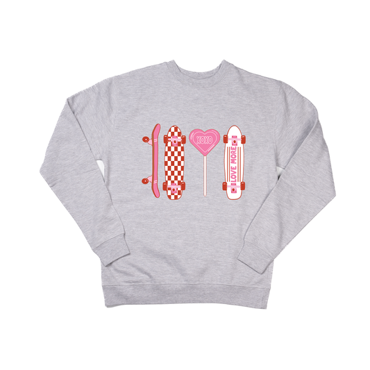 Love Skateboards (Pink) - Sweatshirt (Heather Gray)